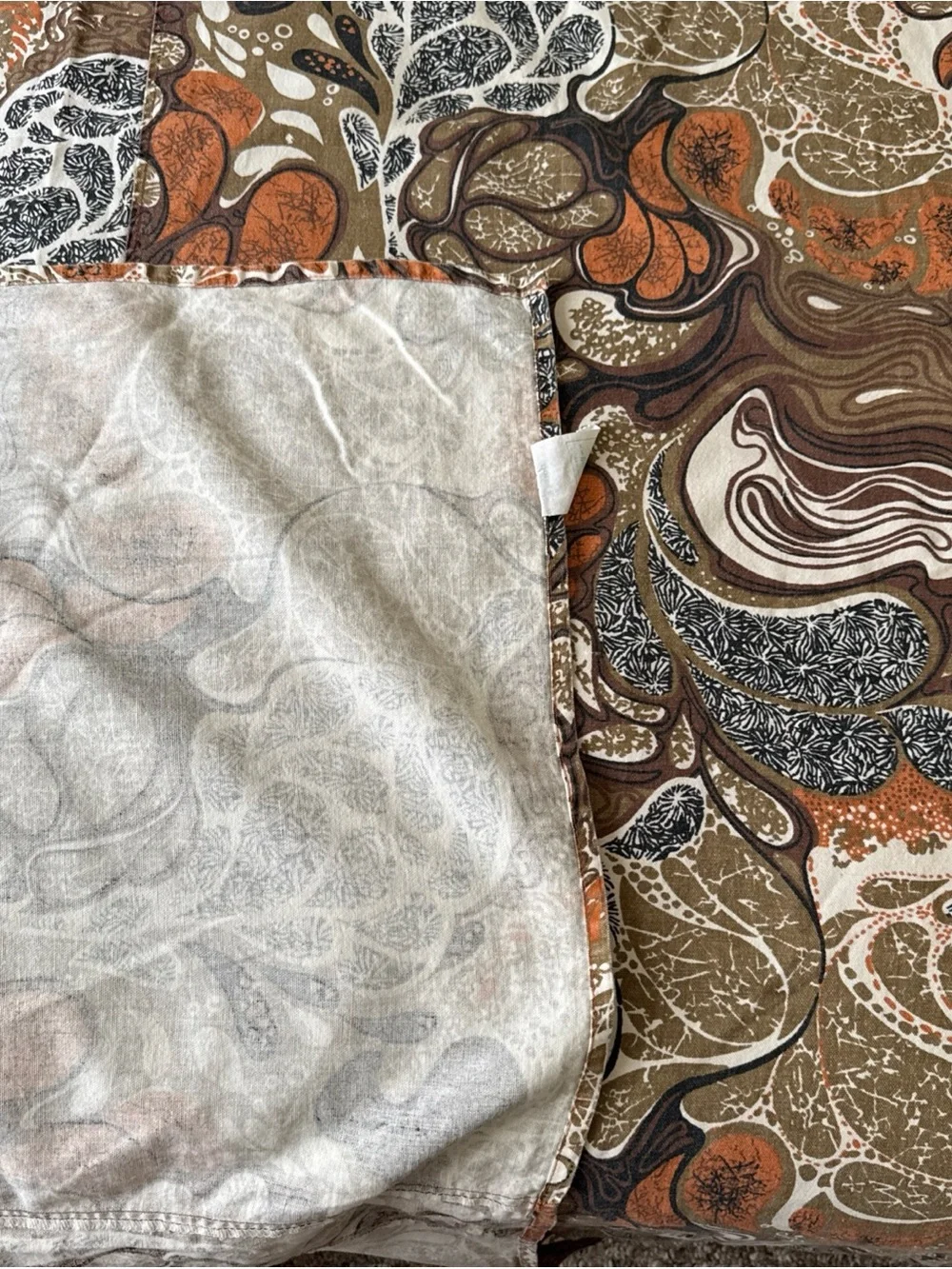 Vintage H.W. Baker Linen Co Bedspread 100x90 Double Retro MCM 70s Abstract USA
